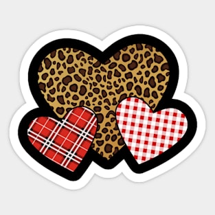 Buffalo Plaid Leopard red white Hearts Valentines Day Women Sticker